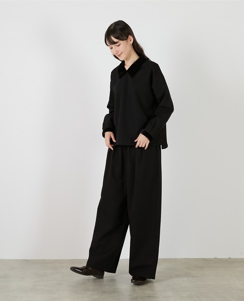 【LOURMARIN】タックイージーワイドパンツ 詳細画像 ブラック 3