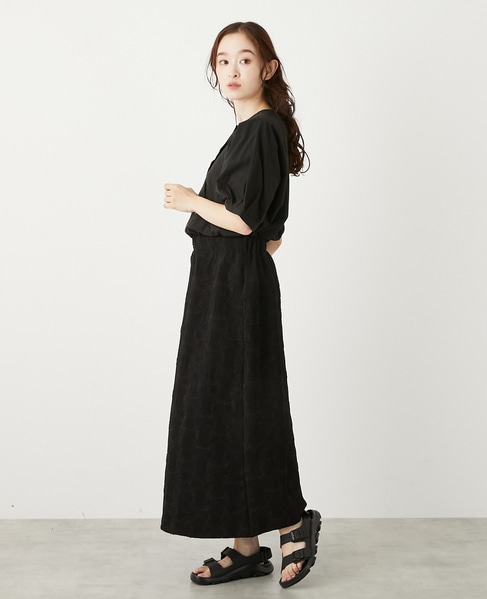 ジャガードナロースカート 詳細画像 ブラック 3