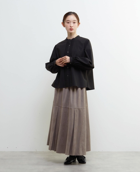 【LOURMARIN】タックフレアーナロースカート 詳細画像 グレー 2