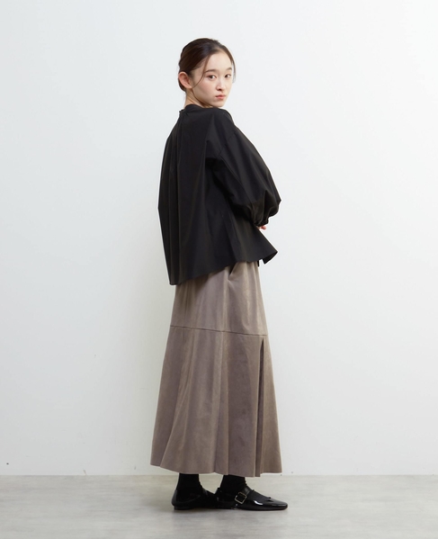 【LOURMARIN】タックフレアーナロースカート 詳細画像 グレー 7