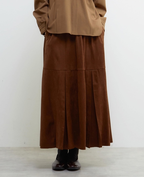 【LOURMARIN】タックフレアーナロースカート 詳細画像 ブラウン 1