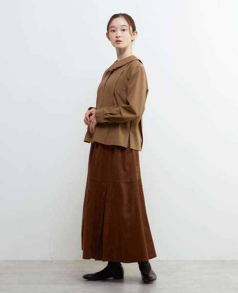 【LOURMARIN】タックフレアーナロースカート 詳細画像 ブラウン 3