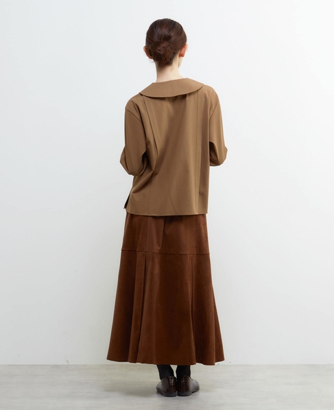 【LOURMARIN】タックフレアーナロースカート 詳細画像 ブラウン 5