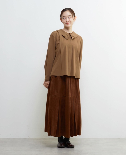 【LOURMARIN】タックフレアーナロースカート 詳細画像 ブラウン 8