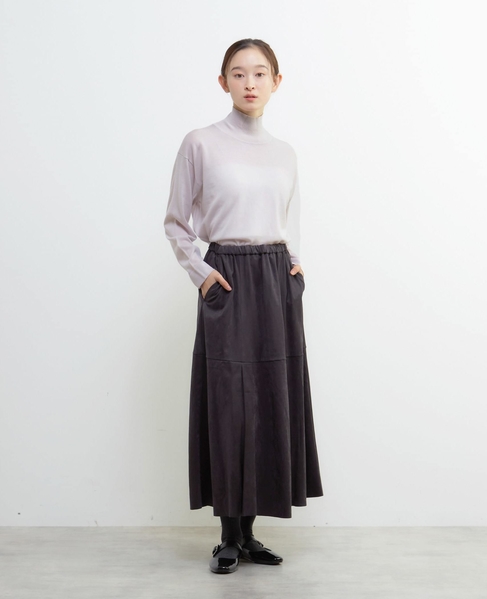 【LOURMARIN】タックフレアーナロースカート 詳細画像 チャコールグレー 8