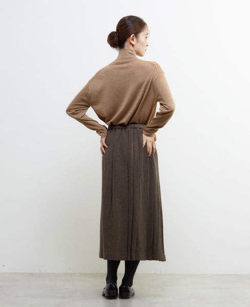 【LOURMARIN】ラップ風プリーツスカート 詳細画像 ブラウン 6