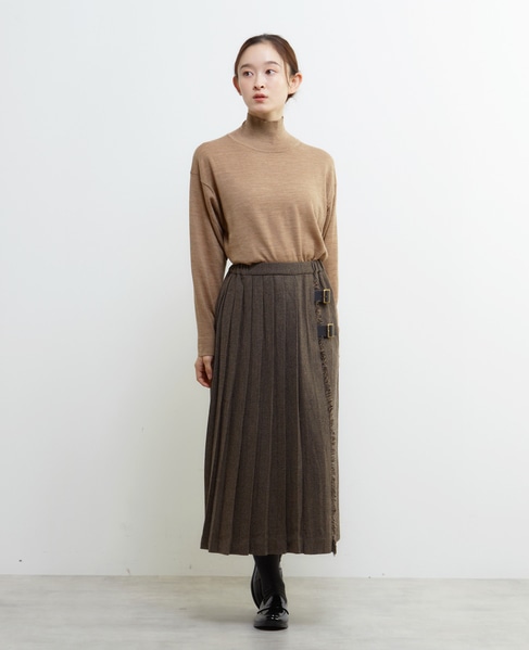 【LOURMARIN】ラップ風プリーツスカート 詳細画像 ブラウン 8