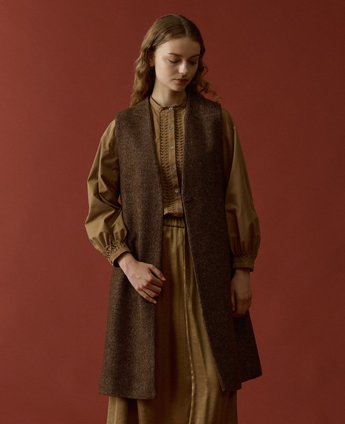 【LOURMARIN】ベルト付きロングジレ 詳細画像 ブラウン 1