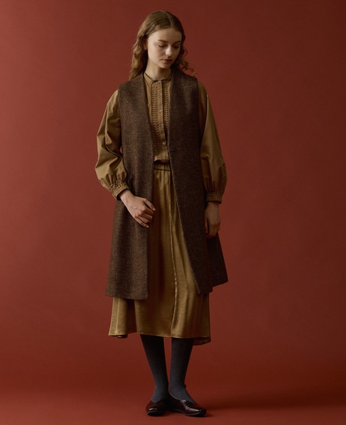 【LOURMARIN】ベルト付きロングジレ 詳細画像 ブラウン 2