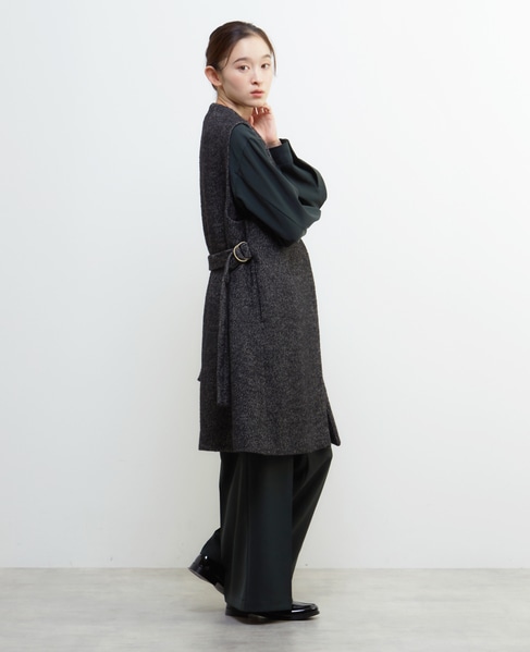 【LOURMARIN】ベルト付きロングジレ 詳細画像 ブラック 5