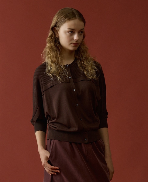 【LOURMARIN】フリルカーディガン 詳細画像 ブラウン 1