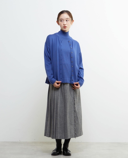 メリノウールクルーネックカーディガン 詳細画像 ブルー 2