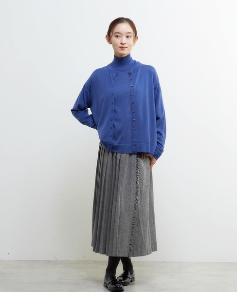 メリノウールクルーネックカーディガン 詳細画像 ブルー 3