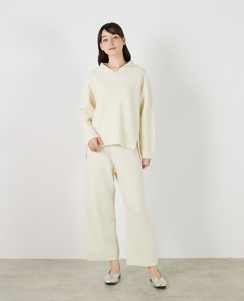 【LOURMARIN】ニットイージーストレートパンツ 詳細画像 オフホワイト 2