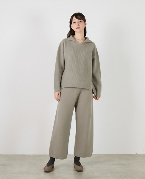 【LOURMARIN】ニットイージーストレートパンツ 詳細画像 グレー 2