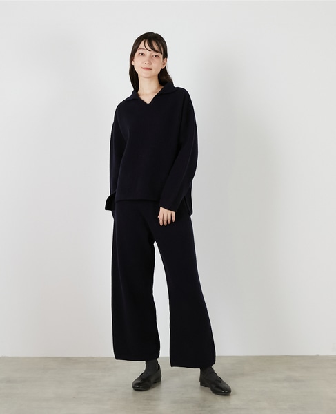 【LOURMARIN】ニットイージーストレートパンツ 詳細画像 ネイビー 2