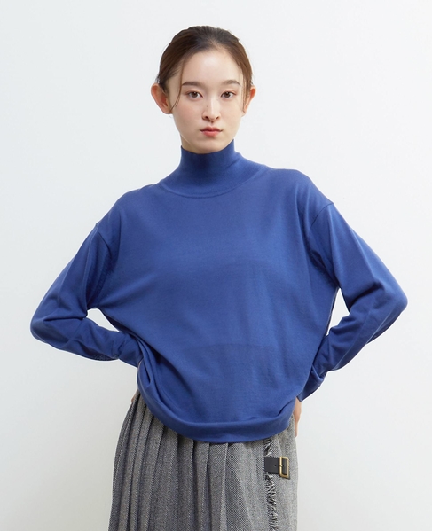 メリノウールハイネックニットプルオーバー 詳細画像 ブルー 1