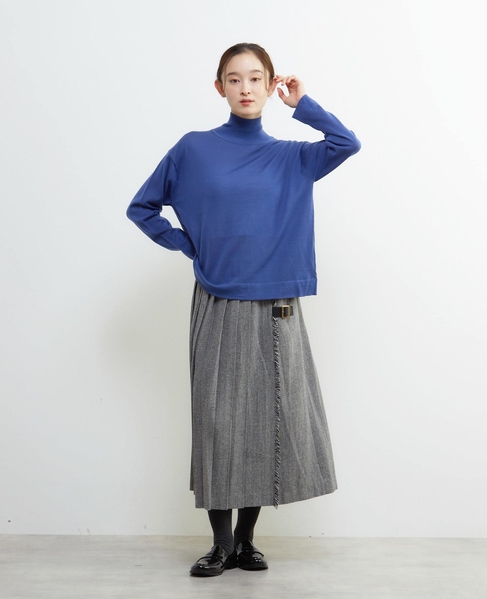 メリノウールハイネックニットプルオーバー 詳細画像 ブルー 9