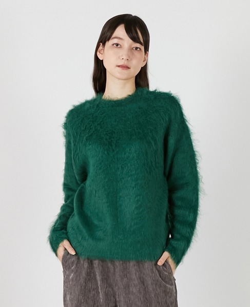 ロングシャギークルーネックプルニット 詳細画像 モスグリーン 1