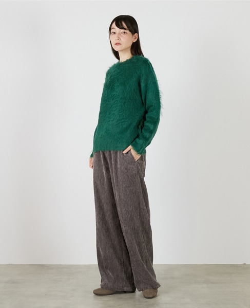ロングシャギークルーネックプルニット 詳細画像 モスグリーン 3