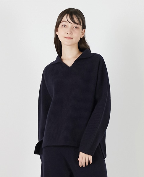 【LOURMARIN】ボトルネックニットプルオーバー 詳細画像 ネイビー 1