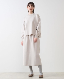 モックネックプルオーバー＆ロングニットスカートSET