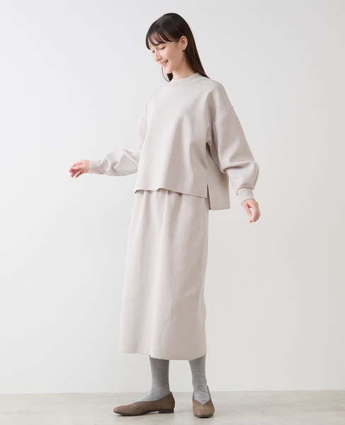 モックネックプルオーバー＆ロングニットスカートSET 詳細画像 ライトベージュ 2