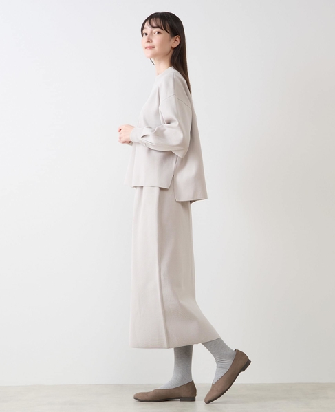 モックネックプルオーバー＆ロングニットスカートSET 詳細画像 ライトベージュ 3