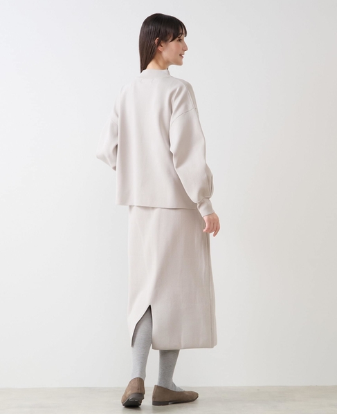 モックネックプルオーバー＆ロングニットスカートSET 詳細画像 ライトベージュ 5