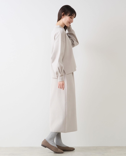 モックネックプルオーバー＆ロングニットスカートSET 詳細画像 ライトベージュ 6