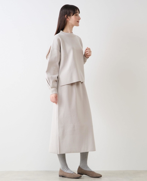 モックネックプルオーバー＆ロングニットスカートSET 詳細画像 ライトベージュ 7