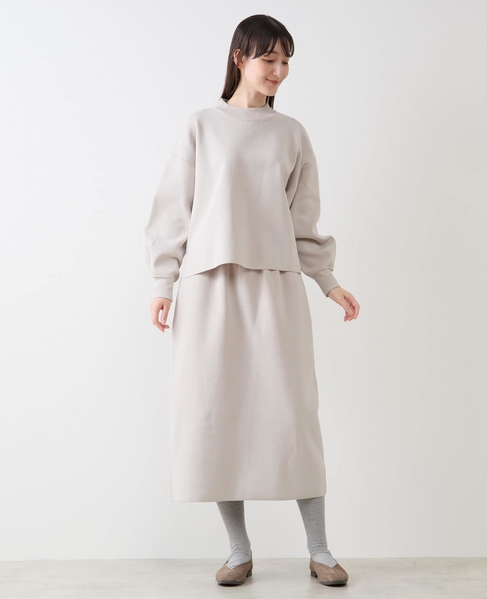 モックネックプルオーバー＆ロングニットスカートSET 詳細画像 ライトベージュ 8