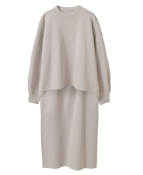 モックネックプルオーバー＆ロングニットスカートSET 詳細画像 ライトベージュ 9