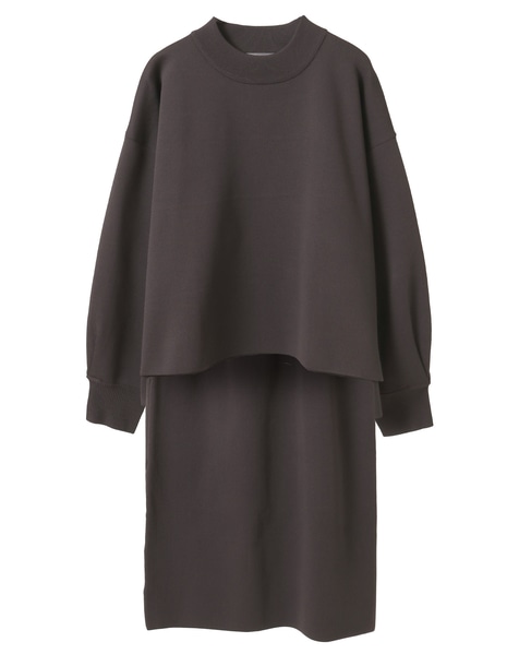 モックネックプルオーバー＆ロングニットスカートSET 詳細画像 ダークブラウン 10