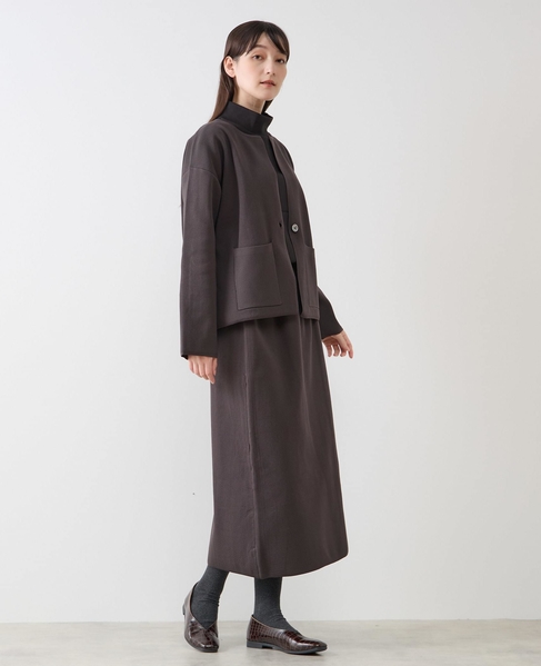 モックネックプルオーバー＆ロングニットスカートSET 詳細画像 ダークブラウン 9