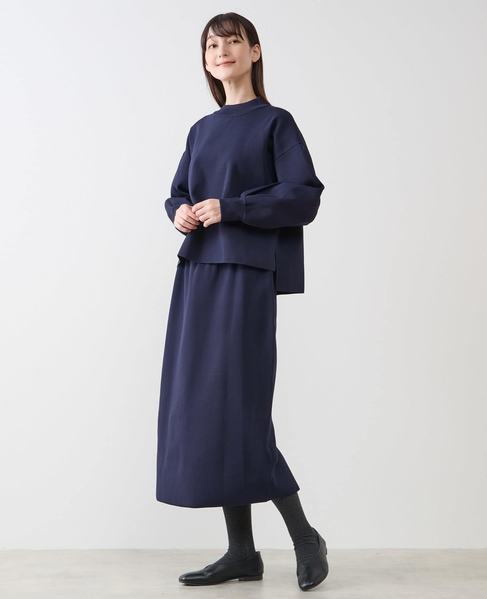 モックネックプルオーバー＆ロングニットスカートSET 詳細画像 ダークネイビー 1