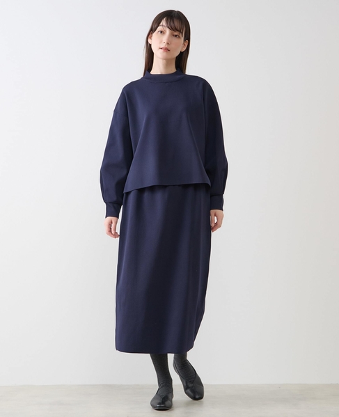 モックネックプルオーバー＆ロングニットスカートSET 詳細画像 ダークネイビー 2