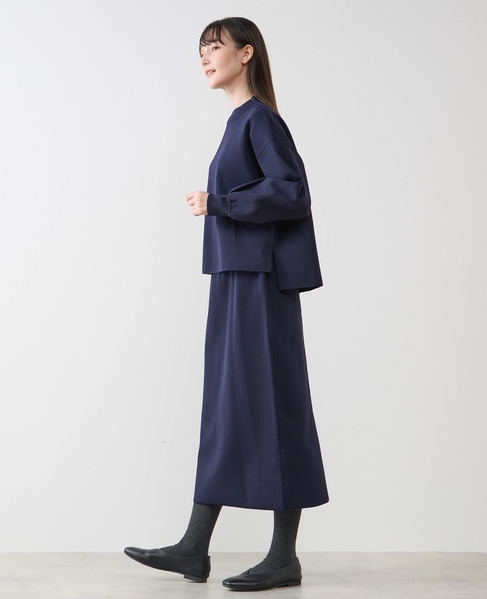 モックネックプルオーバー＆ロングニットスカートSET 詳細画像 ダークネイビー 3
