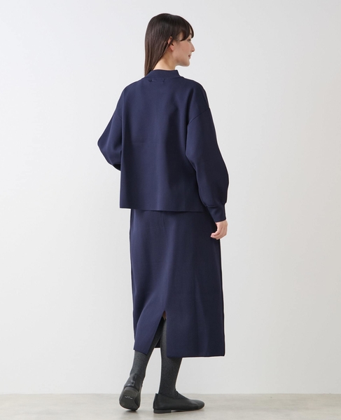 モックネックプルオーバー＆ロングニットスカートSET 詳細画像 ダークネイビー 5