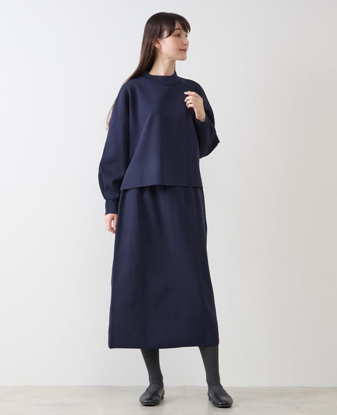 モックネックプルオーバー＆ロングニットスカートSET 詳細画像 ダークネイビー 7