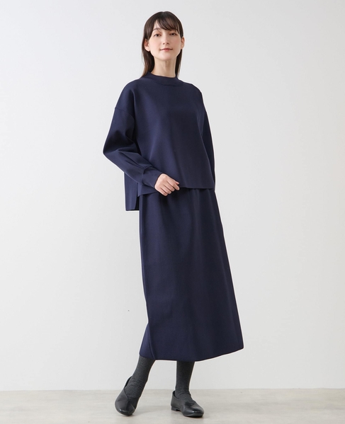 モックネックプルオーバー＆ロングニットスカートSET 詳細画像 ダークネイビー 8