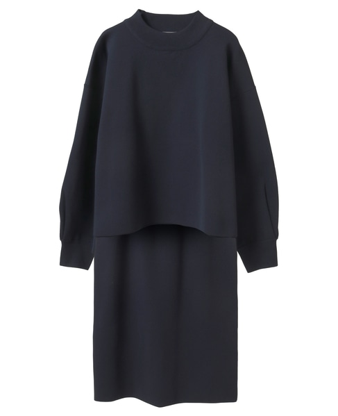 モックネックプルオーバー＆ロングニットスカートSET 詳細画像 ダークネイビー 9