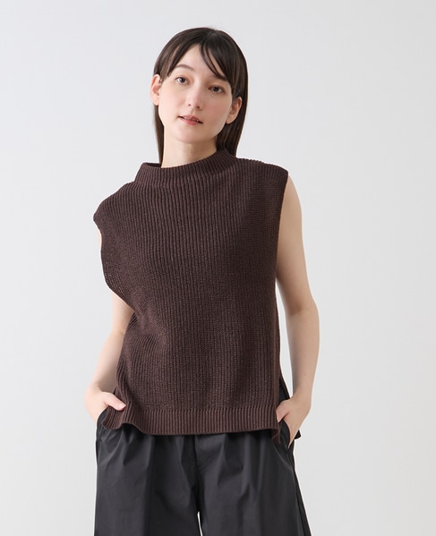 ボトルネックノースリーブニット 詳細画像 ブラウン 1