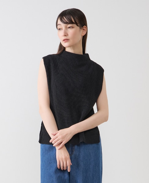ボトルネックノースリーブニット 詳細画像 ブラック 1