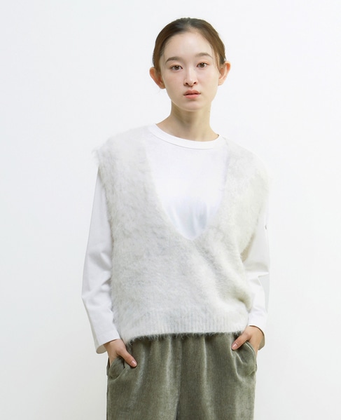 ロングシャギーVベスト 詳細画像 ライトグレー 1