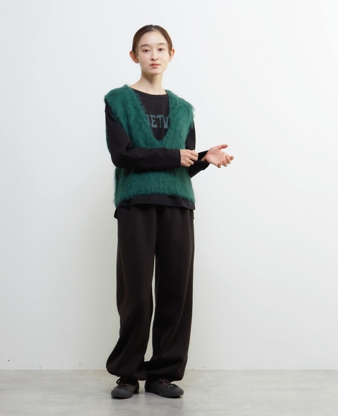 ロングシャギーVベスト 詳細画像 モスグリーン 2
