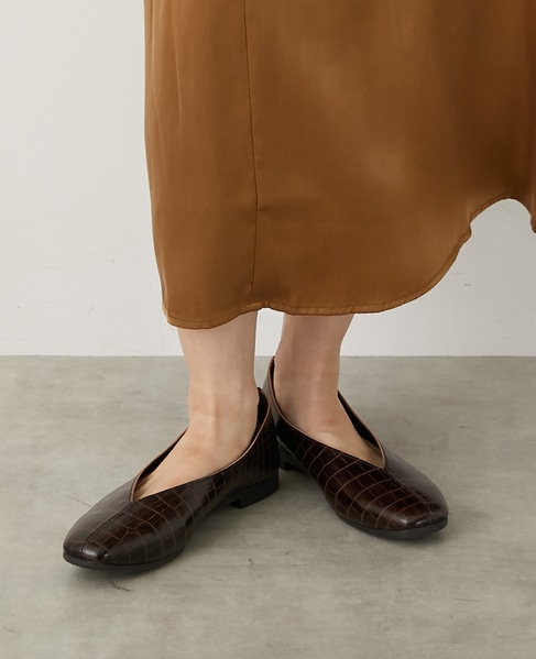 Vカットフラットシューズ 詳細画像 ブラウン 5