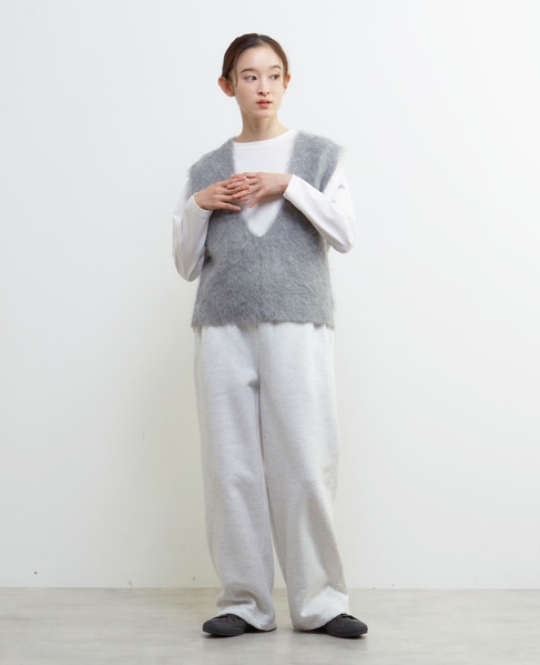 裏起毛セミワイドカットパンツ 詳細画像 ライトグレー 2