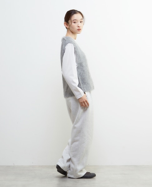 裏起毛セミワイドカットパンツ 詳細画像 ライトグレー 6