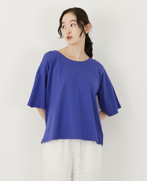 バックリボン5分袖プルオーバー 詳細画像 ブルー 1